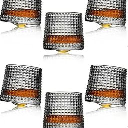 (Pack of 6) Old Fashioned Dancing Glass Rotating Bottom Glasses for Drinking Bourbon,Juice Glass Champagne Glass-image-8