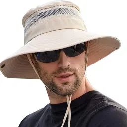 AlexVyan Round Crown Sun Visor Hat Cap for Men Boy UV & Sun Protection Summer Wide Brim-image-85