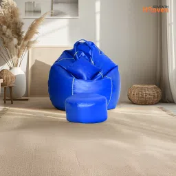 seventh heaven 4XL Filled Bean Bag with Cushion and Footrest - Scratch Resistant Premium Leatherite Bean Bag Footstool With Bean Filling image 4