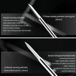 serplex Stainless Steel Carving Drill Bit Detailing Engraving Bits Rotary Carving Bits 6Pcs Carving Bits Detail Carving Bits for Dremel Rotary Tool Engraving Bit Brad Points Set image 4