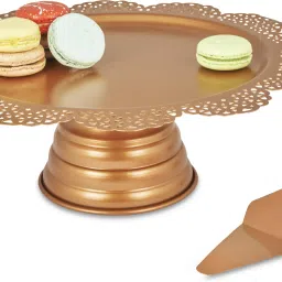 Scallop Cake Stand With Cake Server, Cupcake Stand for Party, 13 Inch, Metal Steel Cake Server-image-21