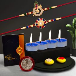 Designer Rakhi Set of 2 With 4 Diya | For Beloved Siblings |K2_703+536_12958 Assorted Rakhi, Greeting Card, Coins, Chawal Roli Pack, Diya Set-image-102