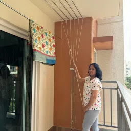 Steel Ceiling Cloth Dryer Stand ( 6 feet x 6Pipes )individual drop down Pipes with UV protected Durable Rope-image-63