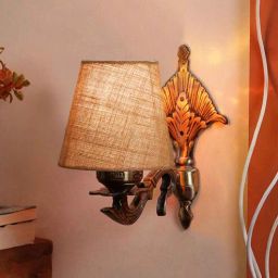 new era Antique Gold Wall Lamp with Jute Conical Beige Shade-picture-44