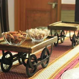 Wood Redi Shape Desi Look Tray Great/Food & Drink Wood Serving/thela Wheels Tray Tray-image-10