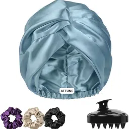 Silk Hair Cap for Sleeping with 3 Satin Scrunchies Adjustable Bonnet & Scalp-image-26