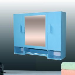 Diplomat Sky Blue 3 MM Thickness 20" x 4" x 16" Bathroom Cabinet With Mirror Plastic Wall Shelf-image-56