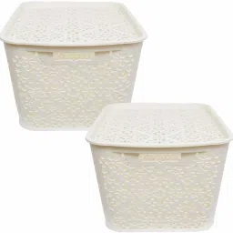 Plastic Large Turkish Basket with Lid, Multipurpose Basket for Toys, Kitchen, Stationery Storage Basket-image-21