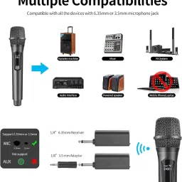mocking bird Dual UHF Wireless Microphones Cordless Receiver Handheld Dynamic Mics Microphone image 4