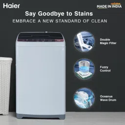 haier 8 kg Balance Clean Pulsator, Custom Wash Cycles with 15 Mins Quick Wash, Magic Filter Fully Automatic Top Load Brown, Grey image 2
