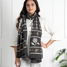 Printed Pure Cotton Women Black Stole-image-55