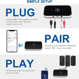 tobo 2-in-1 Wireless BT 5.0 Transmitter Receiver, 2-in-1 Wireless 3.5mm Adapter Wireless Audio Adapterfor TV Audio Portable Wireless Receiver for Car/Home Stereo System (Black) 5 W AV Control Receiver image 4