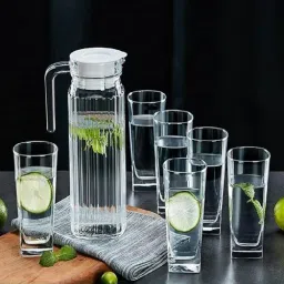 Juice and Water Glasses Set Jug Glass Tray Set-image-59