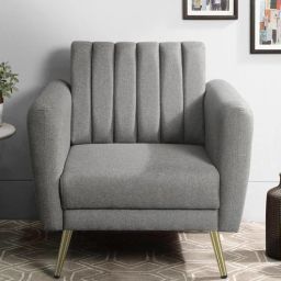 casacraft from pepperfry Fidel Chenille Fabric 1 Seater Sofa In Slate Grey Colour-picture-2