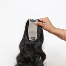 Real Toppers Silk Base 2 Clip In Crown Topper Top Black Hair Extension-image-19