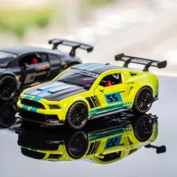 Mustang GT Metal Car - Alloy wheel - Pullback Toy with Openable Doors-image-112