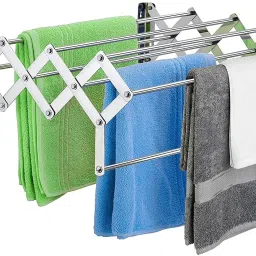 Stainless Steel Foldable Clothes Drying Rack/Cloth Stands for Drying Clothes - Wall Mount (24 inch) Chrome Finish Towel Holder-image-33