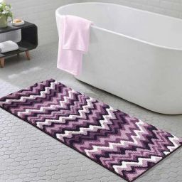 Mauve Zig Zag Polyester AntiSkid Bathmat by Obsessions-picture-30