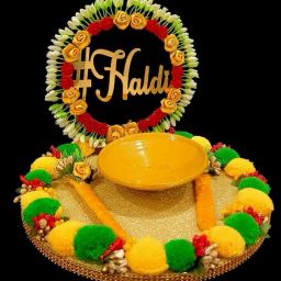 Haldi Plate for Haldi Ceremony | Traditional Wedding Ritual Tray Wood Decorative Platter-image-20