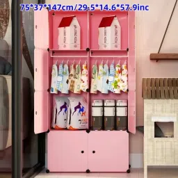 8-Door 8-Shelf Plastic kids Collapsible Cupboard PC Collapsible Wardrobe PP Collapsible Wardrobe-image-105