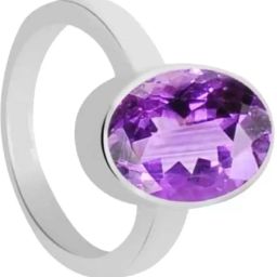 Clara Certified Amethyst (Katela) Elegant Ring for Men and Women Brass Amethyst Silver Plated Ring-image-82