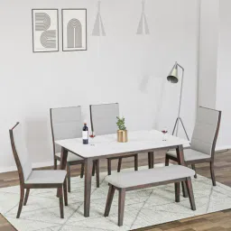 nilkamal Venus 6 Seater Dining Set with Bench in Milan Walnut Finish-picture-15
