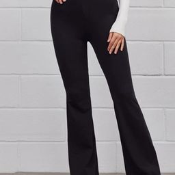 Women Flared Black Lycra Blend Trousers-image-2