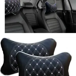 Black, White Leatherite Car Pillow Cushion for Honda, Hyundai, Kia, MG, Mahindra, Maruti Suzuki, Tata, Toyota-image-11