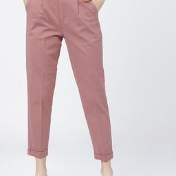 tokyo talkies Women Tapered Red Cotton Blend Trousers-picture-37