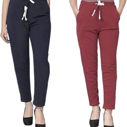 Women Regular Fit Black, Blue Polycotton Trousers-image-13
