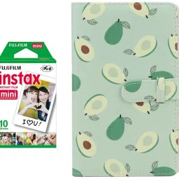 FUJIFILM Instax Mini 10X1 Instant Film With 96 pocket Avocado Album For Mini Film Roll-85
