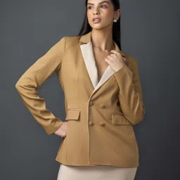 Women Solid Double Breasted Formal Blazer-image-10