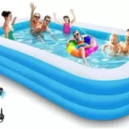 10 Feet Family Swimming Pool Bathing Tub for Kids, Adults, (Free Air Pump) Inflatable Swimming Pool-image-3