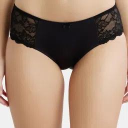 1814 Full Coverage Microfiber Elastane Stretch with StayFresh Treatment Women Hipster Black Panty-image-6