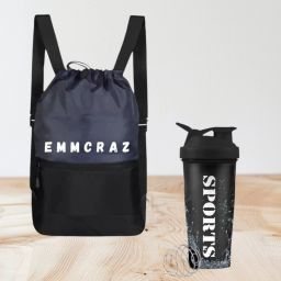 Gym Drawstring Sport Bag Protien Sipper/Universal 2in1 combo Drawstring GymBag Fitness Accessory Kit Kit-image-21