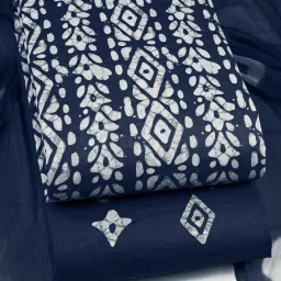 Unstitched Cotton Blend Kurta & Churidar Material Printed-image-57