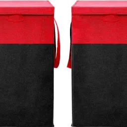 Foldable Laundry Basket /Bag for Clothes with Lid & Handle, Toys Organiser Non woven set of 2 Storage Box-picture-28