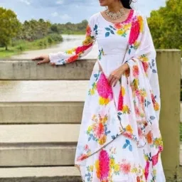 Women Georgette Kurta Dupatta Set-image-70