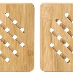 Bamboo Wooden Trivet For Dinning Table Square Wavy Shape, Wooden Coaster, Wooden Coaster Set For Hot Plates and Hot Pot Trivet-48