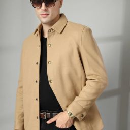 Tweed Solid Coat For Men-image-25