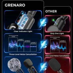 grenaro Wireless Mic, Cancellation Mic for YouTube, Vlogging, Recording For Type-C Microphone image 2