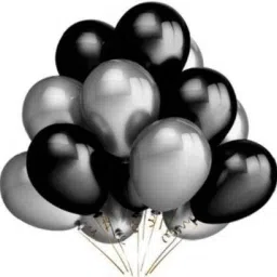 Solid Metallic HD Silver and Black Pack of 50 Balloon Balloon-image-4