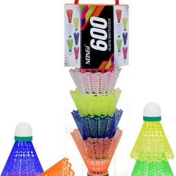 600 Plastic Badminton Shuttle Pack Of 6 For Indoor Outdoor Badminton Sports Plastic Shuttle- Multicolor-picture-27