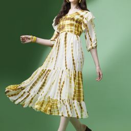Abstract Georgette Stitched Straight Gown-image-4