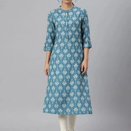 Women Floral Print Viscose Rayon A-line Kurta-image-58