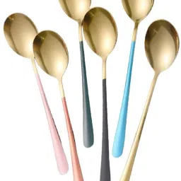 4PCS Golden Ice Cream Coffee Spoons Stainless Steel Dessert Spoons Long Handle Stainless Steel Ice-cream Spoon Set-image-22