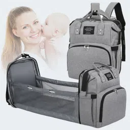 Diaper Bag/Backpack Foldable Large Capacity, Waterproof-Black Diaper Bag-image-14