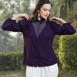 Women Regular Fit Embroidered Spread Collar Casual Shirt-image-92
