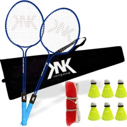 Double Shaft Badminton Kit Of 2 With 6 Pc Nylon Shuttlecock With 1 Badminton Net Badminton Kit-image-5