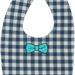 yellow bee Bib Checks with Collar and Bow Print and Button for Boys, Dark Blue image 4